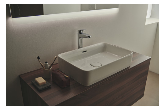 Ideal-Standard Waschtisch-Einhebelmischer CeraFlex chrom, verlängerter Sockel, mit Ablaufgarnitur, Ausladung 140mm