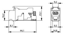 Modular-Buchse Cat6A RJ45 22-26AWG Litze Feldkonf Schirm massiv Schneidklemme IDC