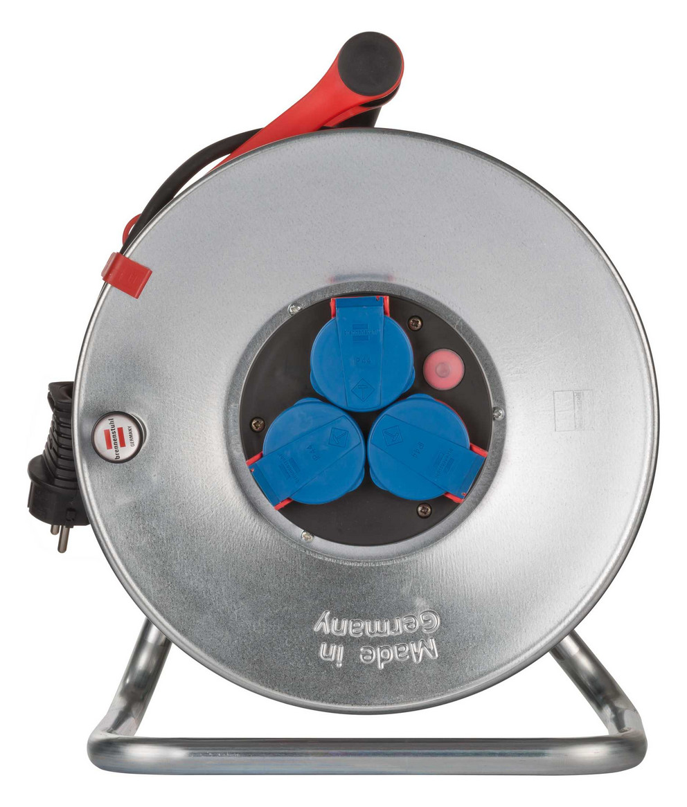 Kabeltrommel 50m H05RR-F 3x1,5mm IP44 3xSteckdosen m.Tragerahmen Kabeltrommel 50m H05RR-F 3x1,5mm IP44 3xSteckdosen m.Tragerahmen