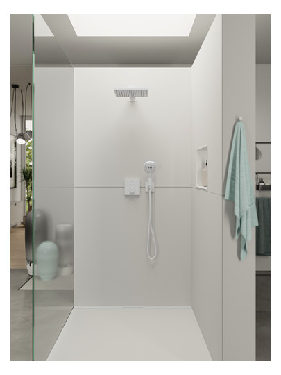 hansgrohe Wandanschluss Fixfit E eckig, mit Brausehalter, mattweiß