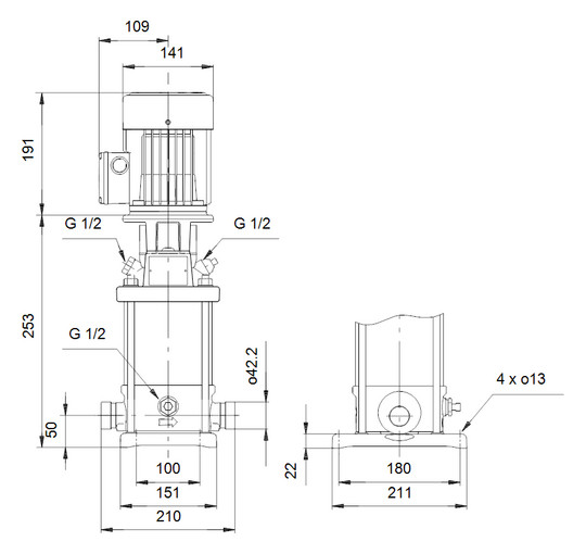 Grundfos Kreiselpumpe CRT 4-8 A-P-A-AUUE 400 V 1,5 kW, vertikal