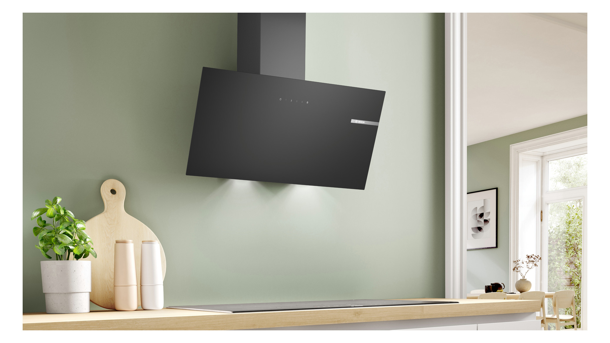 Wandesse 790mm sw A 60dB 430cbm/h Ø150mm LED 3st Uml T325mm