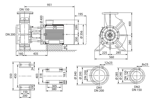 Wilo Trockenläufer-Blockpumpe CronoBloc BL 150/285-30/4, 30 kW, 4-polig