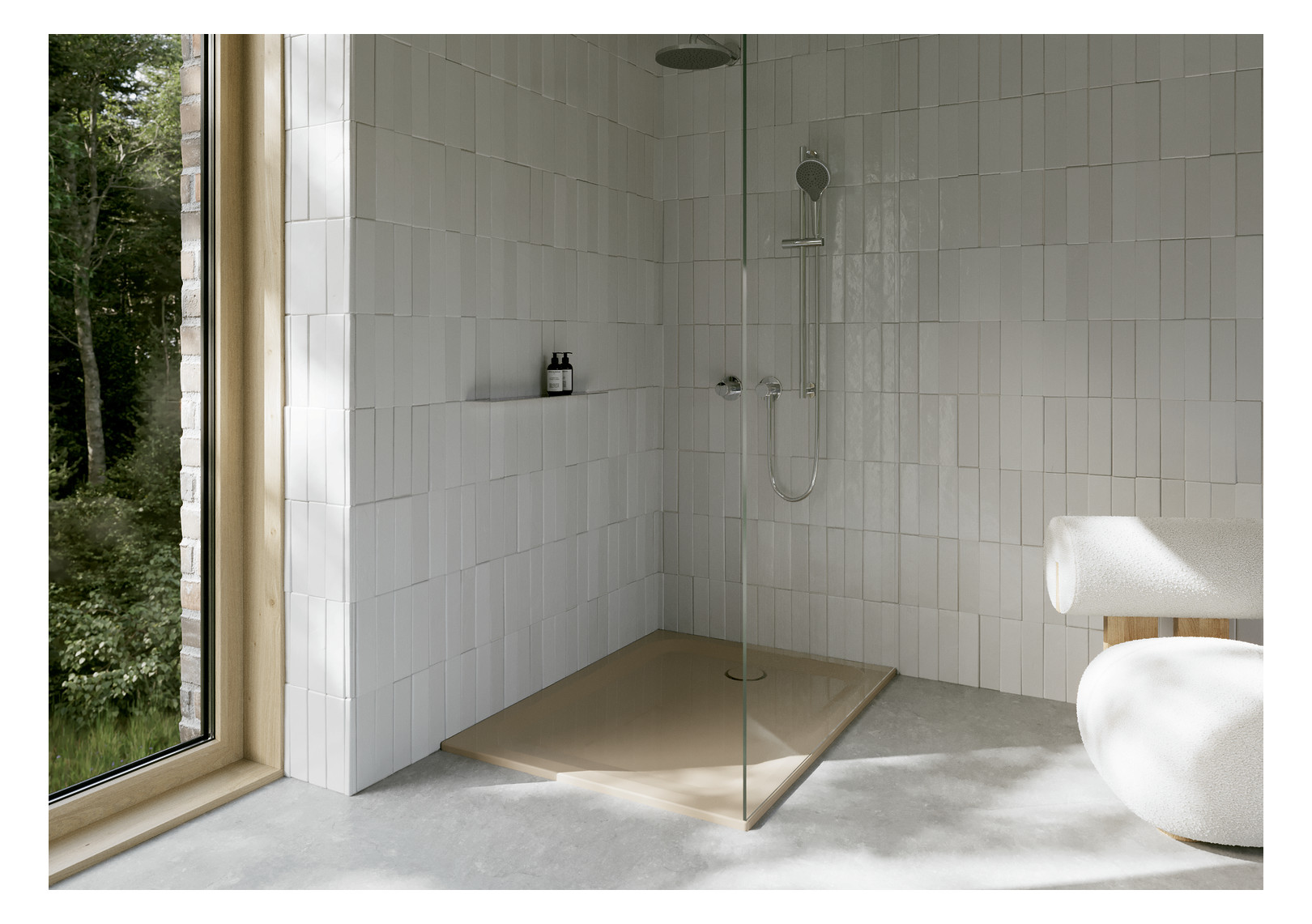 Duschwanne BetteUltra 1260 120x90x3,5cm, Glasur, Mini-Wannenträger, bahamabeige