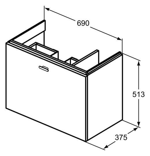 IS Innere Auszugsfront CONNECT SPACE, WTUS f. 690mm,Hgl. mittelgrau Dekor