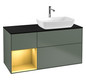 V&B Waschtisch-Unterschrank Finion 120cm, Abdeckplatte black matt, Regal Gold matt lacquer, Olive Matt Lacquer