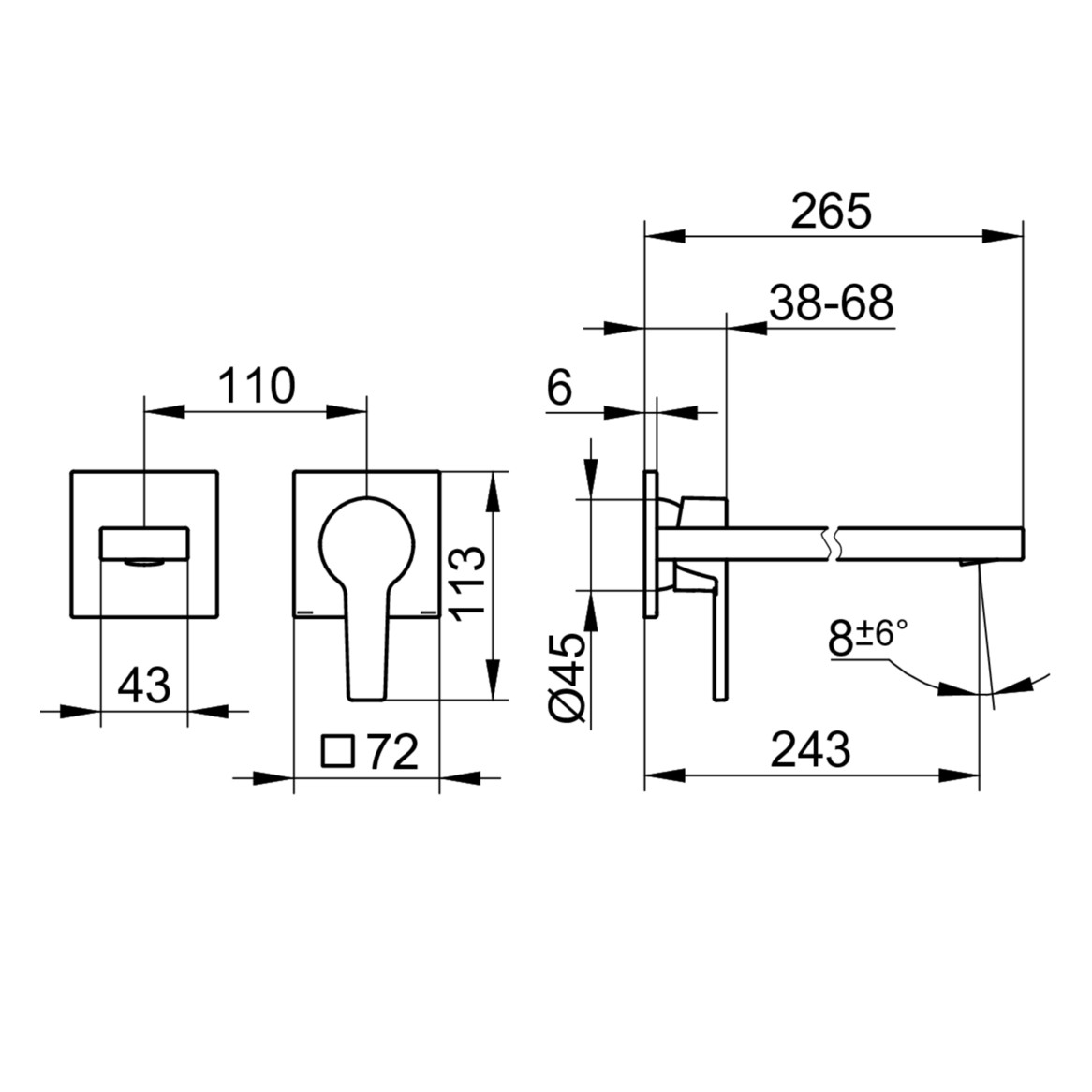 KEUCO Fertigmontageset Edition 11 UP-Waschtisch-Einhebelmischer, ohne Ablaufgarnitur, Ausladung 243 mm, verchromt