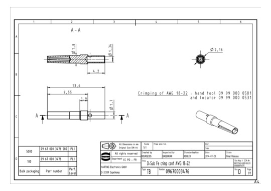 HART D-Sub FE turned contact 09670003476 