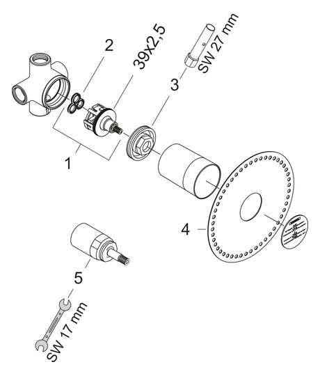 hansgrohe Grundkörper UP, DN 20, für QUATTRO 4-Wegeumstellung