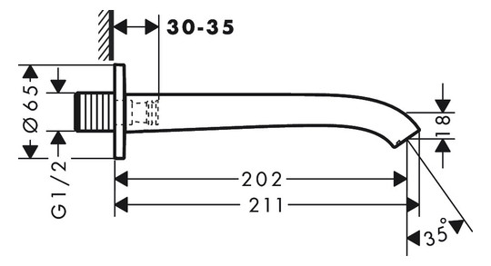 hansgrohe Wanneneinlauf Vivenis Wandmontage, Ausladung 202mm, mattweiß