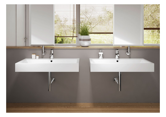 Kaldewei Wand-Waschtisch PURO 3165, 90 x 46 cm, warm grey 60 Perl-Effekt, mit Überlauf, ohne Hahnloch