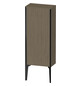 Duravit Halbhochschrank XViu 40x24x89cm, schwarz matt, Tür rechts, Eiche terra