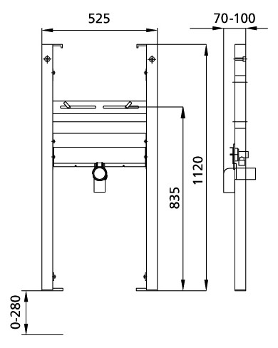 Burda BS+WT-Element,Standarmatur, 1120 mm o.Anschluss,m.Gewindestange