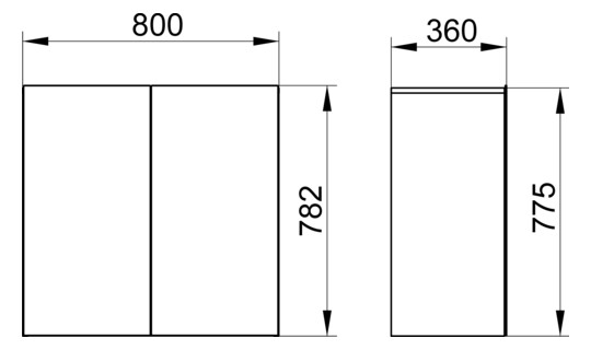 KEUCO Mittelschrank Stageline Dekor Vulkanit, Glas Vulkanit satiniert, 80x78,2x36cm, 2-türig