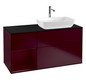 V&B Waschtisch-Unterschrank Finion 120cm, Abdeckplatte black matt, Regal Peony matt lacquer, Peony Matt