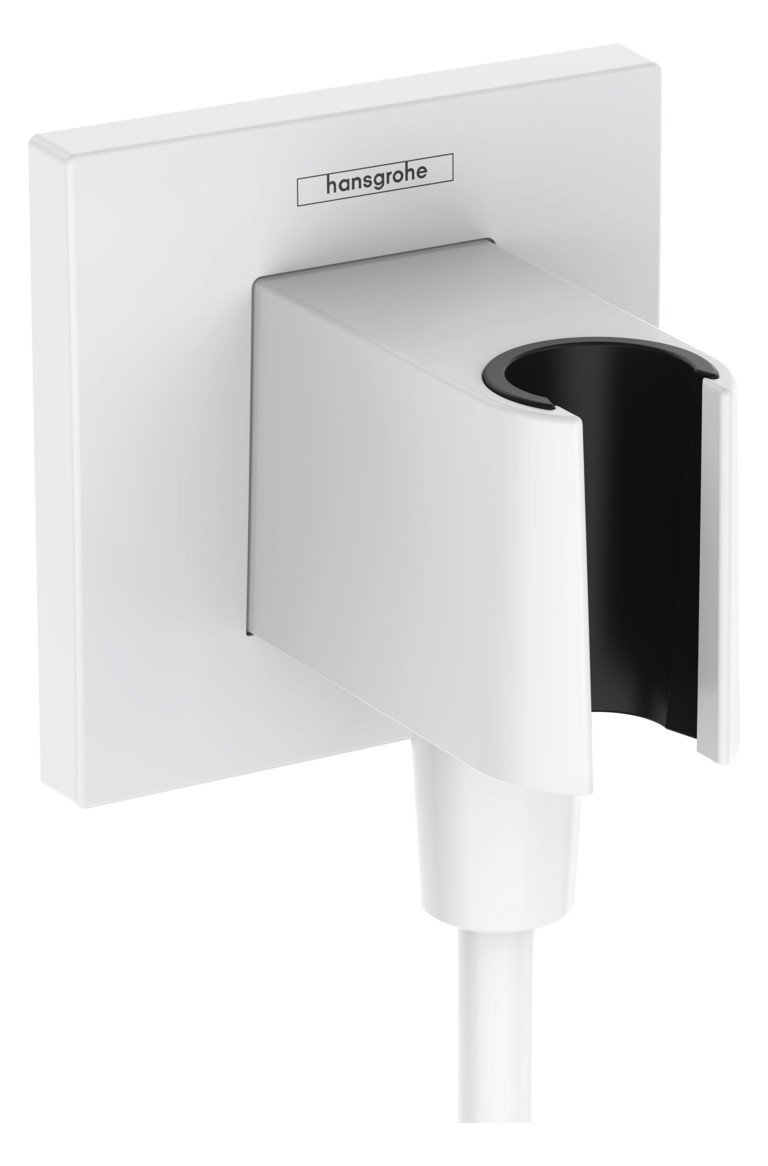 hansgrohe Wandanschluss Fixfit E eckig, mit Brausehalter, mattweiß