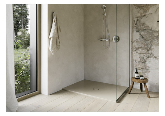 Duschfläche BetteFloor 1661 100x90cm, Antirutsch/Pro, Mini-Wannenträger, greige