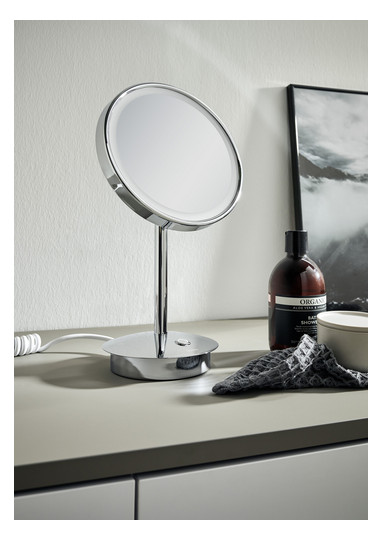 EMCO LED-Rasier-/Kosmetikspiegel Pure Ø 203 mm, rund, Vergrößerung 3-fach, mit Kippschalter, chrom