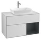 V&B Waschtisch-Unterschrank Wandbeleuchtung Finion 100cm, Abdeckplatte white matt, Regal Midnight matt lacquer, White matt lacquer