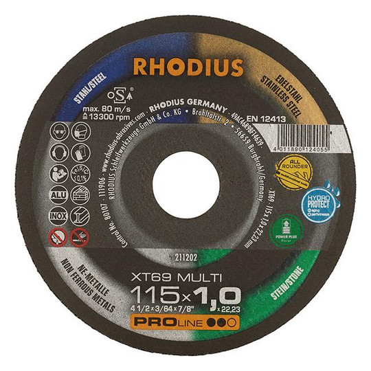 RHODIUS-Trennscheibe XT69 MULTIPRO - 115x1,0mm, gerade