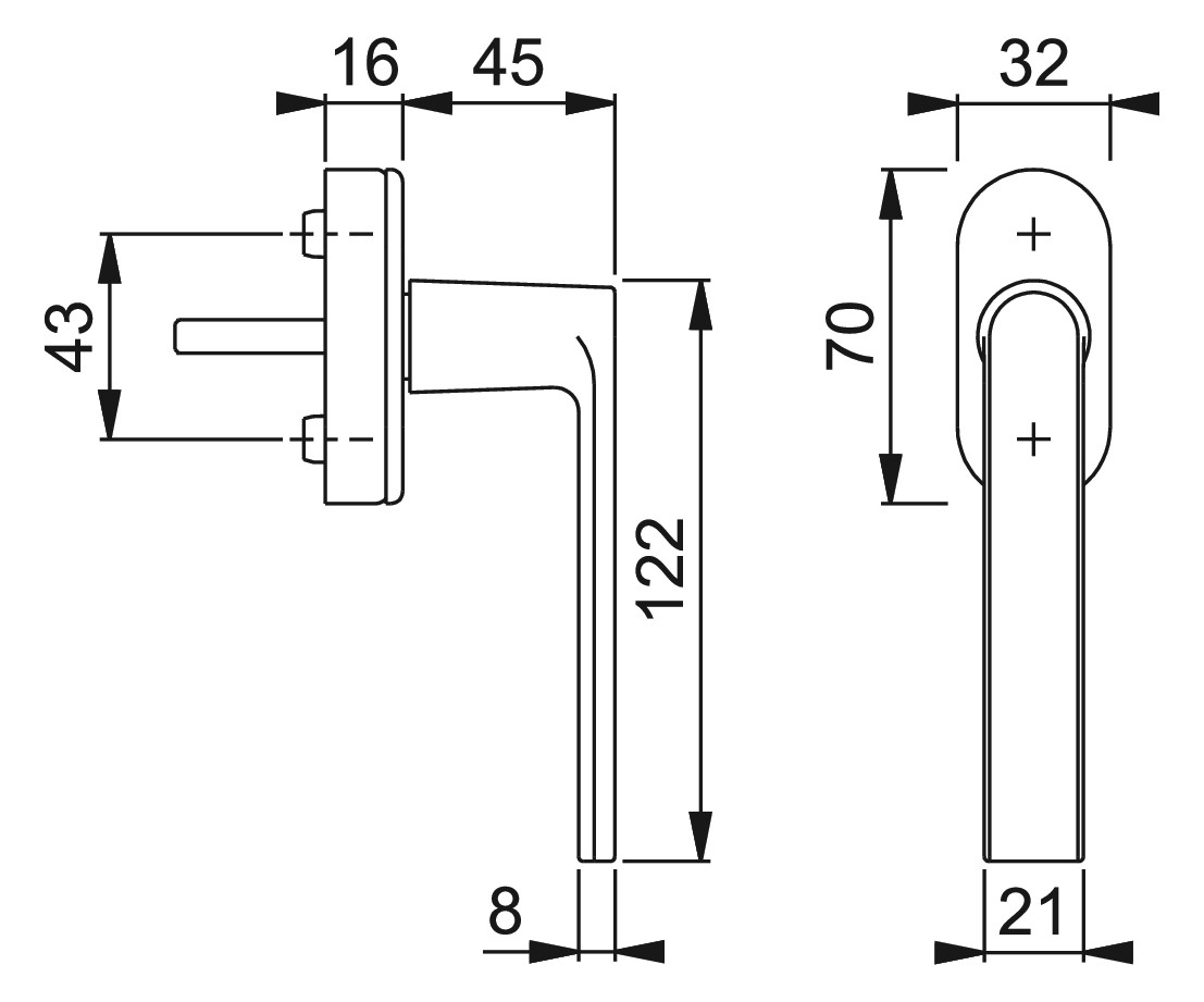 Bild Drehkipp-Fenstergriff, Los Angeles M0642/US910, mit ovaler Rosette, Vierkant 7x 32-42, anthrazitfarben satiniert-Resista® - HOPPE-1