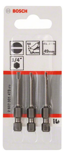 Bit 3mm Sechsk/Schlitz L= 6,4mm(1/4) 3x0,5mm L=49mm 1/4Zoll