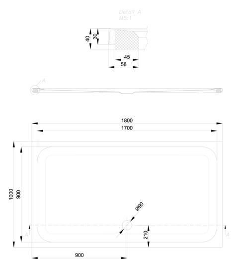 Duschwanne BetteUltra 5808 180x100x3,5cm, Mini-Wannenträger, flax