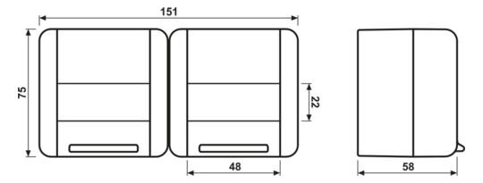 Steckdose 2f gr glz WG 800 AP Klappd IP44 Textfeld/Beschriftungsfläche horiz