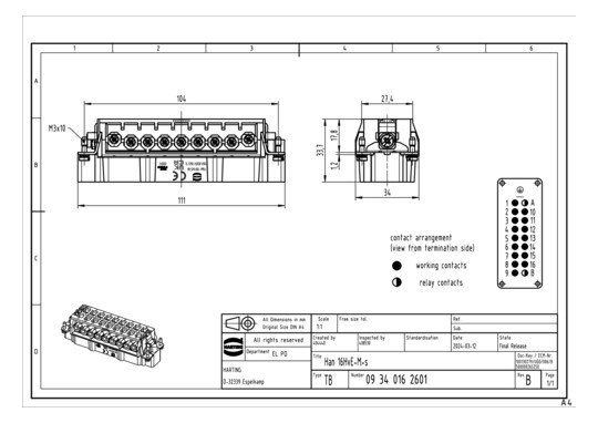 HART Stifteinsatz 16 pol.    09340162601 