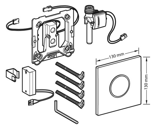 Burda Urinal-Steuerung SIGMA10 matt/hochglanz/matt verchromt, Batteriebetrieb