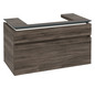 V&B Waschtischunterschrank Legato 100x55x50cm, Waschtisch mittig, mit LED-Beleuchtung, Stone Oak