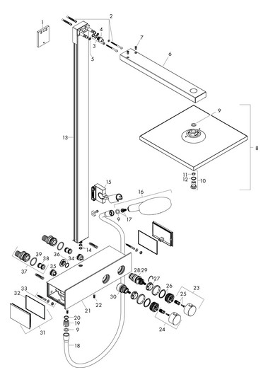 hansgrohe Showerpipe Raindance E 1jet, mit ShowerTablet 350 Thermostat, chrom