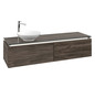 V&B Waschtischunterschrank Legato 160x38x50cm, Waschtisch links, mit LED-Beleuchtung, Stone Oak