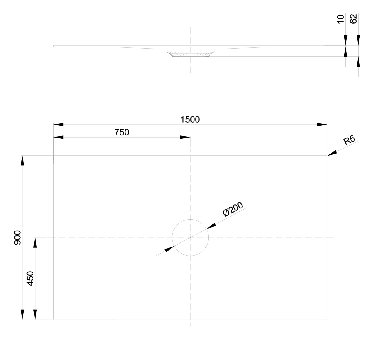Bette Duschfliese Antirutsch Pro BetteAir 1500 x 900 mm, edelweiß, Rechteck, glasierter Titan-Stahl