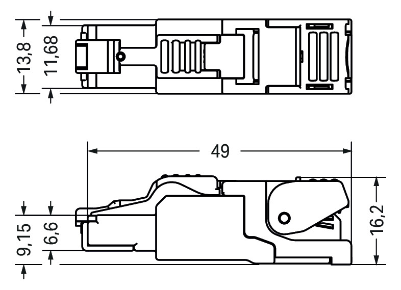 Modular-Stecker Cat6A RJ45 22-27AWG Feldkonf Schirm Litze massiv