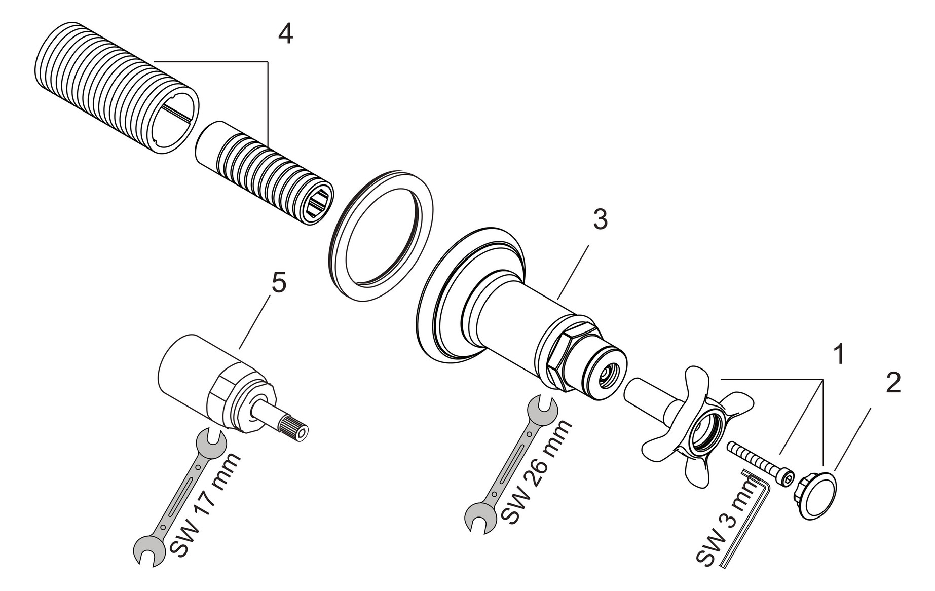 hansgrohe Fertigmontageset Axor Montreux UP-Absperrventil, mit Kreuzgriff, brushed nickel
