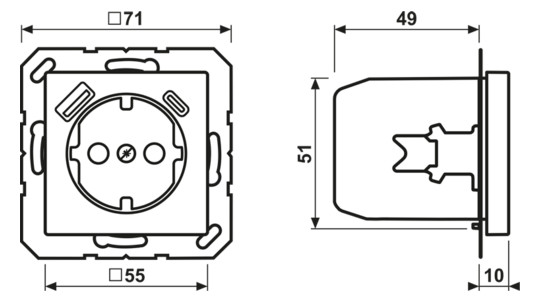 Steckdose 1f aws glz AS/A 1USB-A 1USB-C UP Mit erhöhtem Berührungsschutz IP20