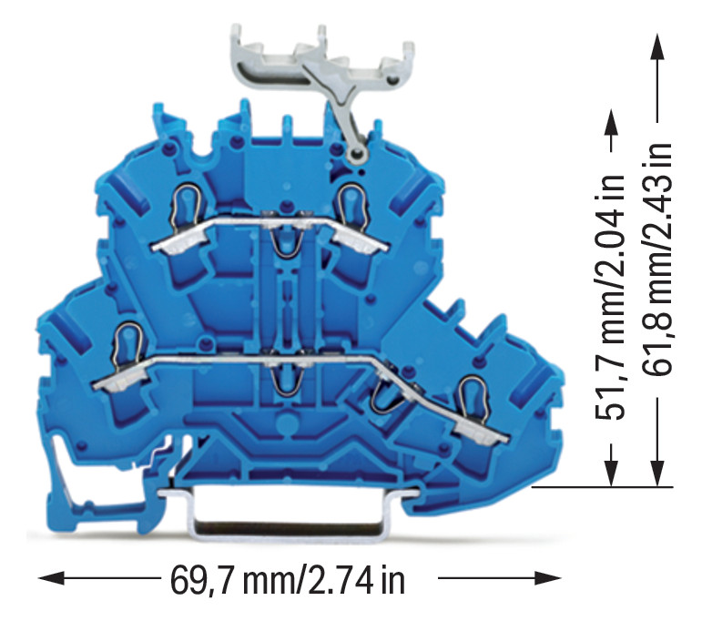 Reihenklemme 0,25-2,5qmm Serie 2002 bl 2Etagen 2kl 24A Hutschiene TH35