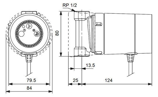 Grundfos Zirkulationspumpe Comfort 15-14 BU PM, Rp 1/2, 230 V, Dach