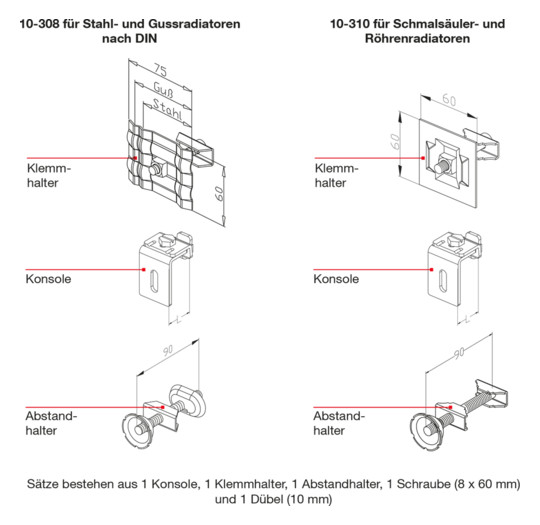 Wemefa Wandbefestigung 308 für Stahl-/Gussradiatoren, nach DIN