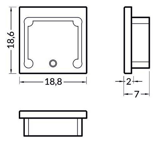 Endkappe sw Kst L18,6mm B18,8mm H7mm Endkappe sw Kst L18,6mm B18,8mm H7mm