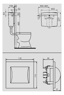Sanit Spülkasten 926 1 V, weiß, mit WC-Handdrücker