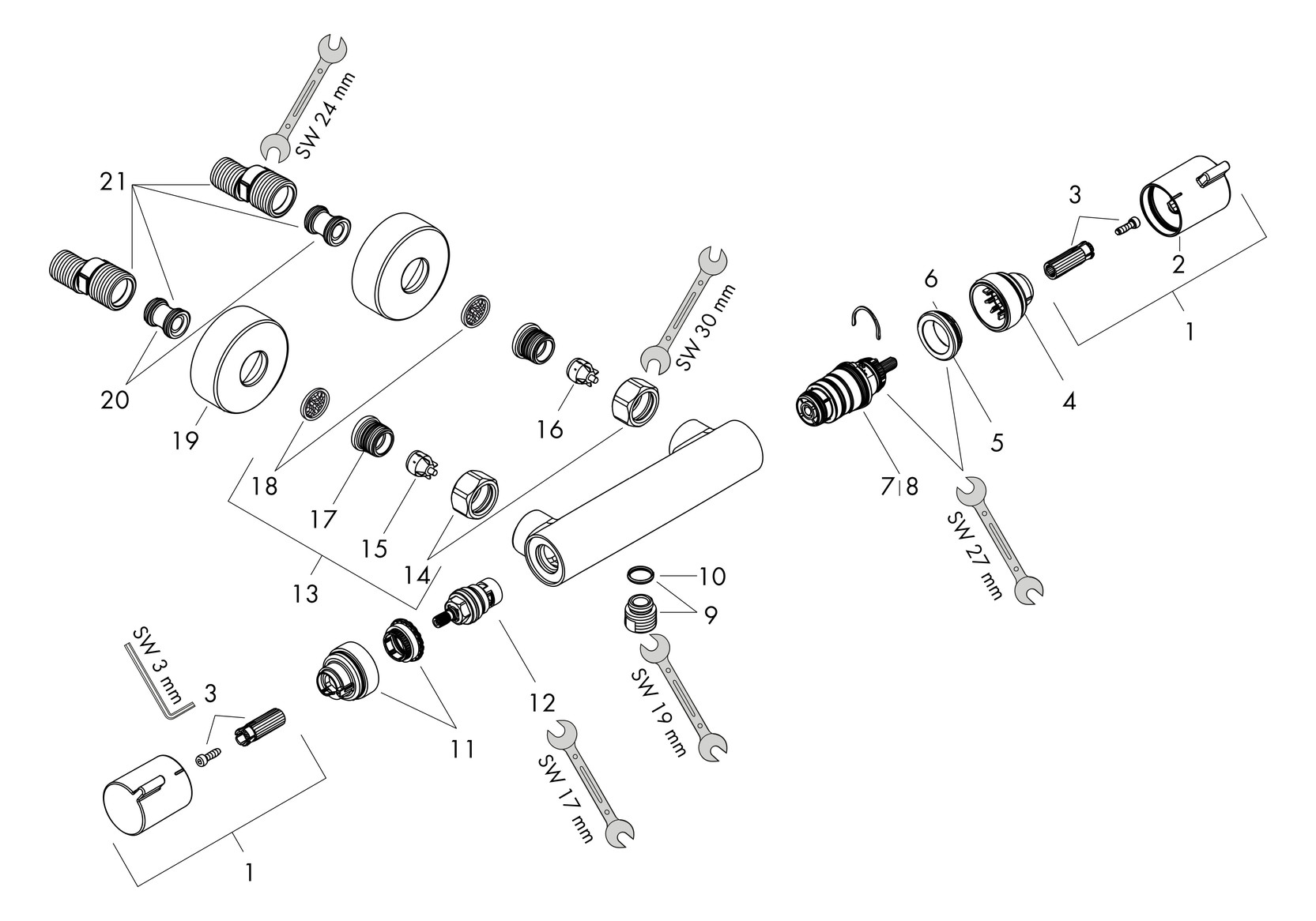 hansgrohe Brausethermostat Ecostat Comfort 304x103mm, AP, 1 Verbraucher, chrom