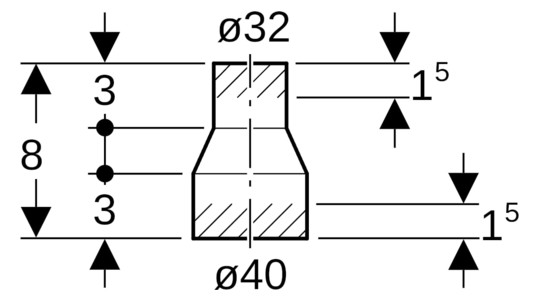 Geberit Reduktion PE DN 40/30, zentrisch, kurz, PE-HD