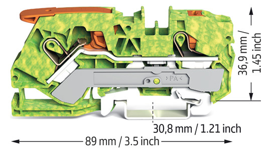 Schutzleiter-Reihenklemme 0,5-10qmm gn/ge 1Etage APL_erf. Hutschiene TH35
