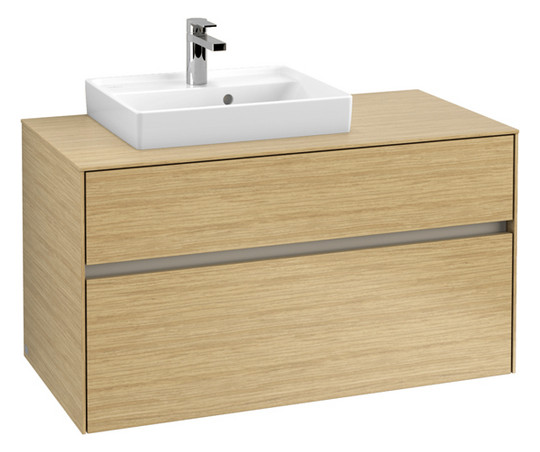 V&B Waschtischunterschrank Collaro 100x54,8x50cm, Waschtisch links, LED-Beleuchtung 7,3 W, nordic oak