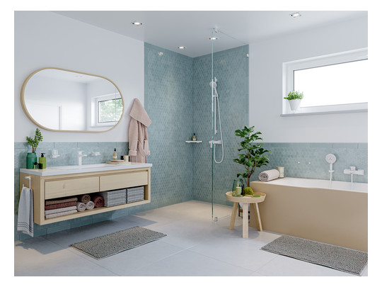 hansgrohe Waschtisch-Einhebelmischer 110 Metropol mit Hebelgriff, Push-Open-Ablaufgarnitur, Ausladung 135mm, mattweiß