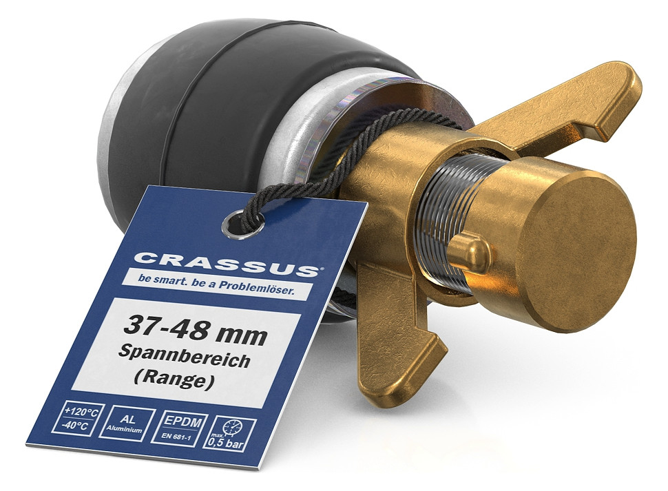 Crassus Schnellverschlussstopfen CSV 50, 37-48 mm, Länge 100 mm, EPDM/Aluminium