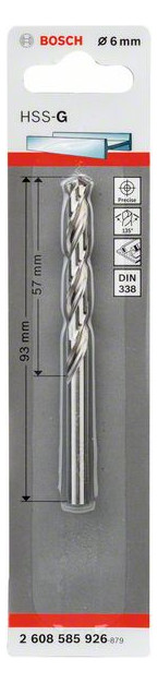 Metallbohrer Ø6mm zyl.Steckachse 57/6mm f.Edelstahl f.Stahl