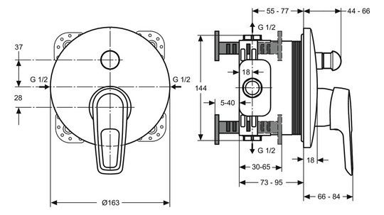 Ideal-Standard Fertigmontageset CeraMix Blue für UP-Wannen-Einhebelmischer, eigensicher, chrom